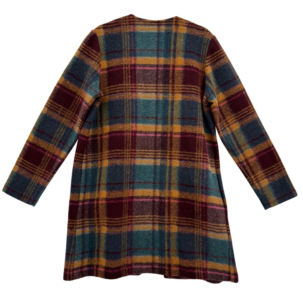 Rachel Zoe Wool Blend Retro Plaid Open Coat Shacket Medium Heritage Cabincore - Picture 8 of 8